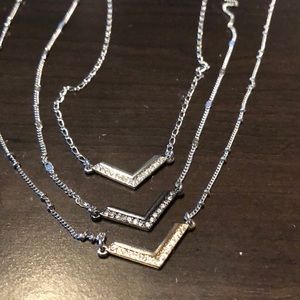 3 in 1 Silver Geometric Multi-Layered Necklace
